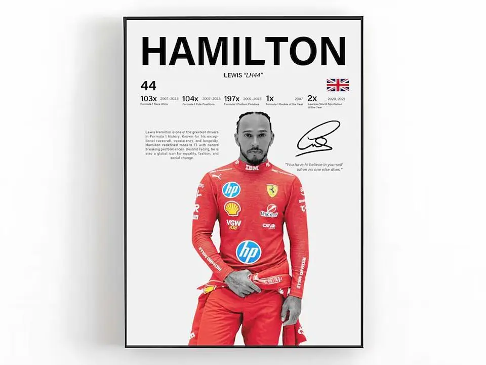 Cuadro Lewis Hamilton F1 Ferrari N°44 + Marco 1