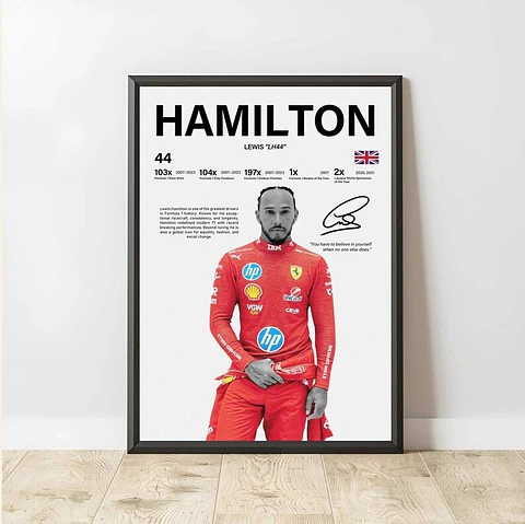 Cuadro Lewis Hamilton F1 Ferrari N°44 + Marco
