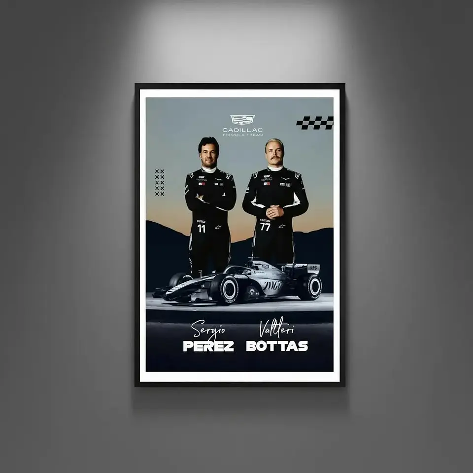 Cuadro Cadillac F1 Sergio Pérez & Valtteri Bottas Velocidad y Experiencia + Marco 1