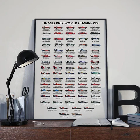 Cuadro Histórico F1 Campeones del Mundo de Fórmula 1 + Marco