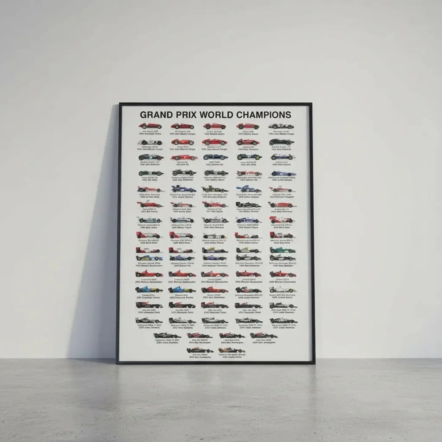 Cuadro Histórico F1 Campeones del Mundo de Fórmula 1 + Marco 2