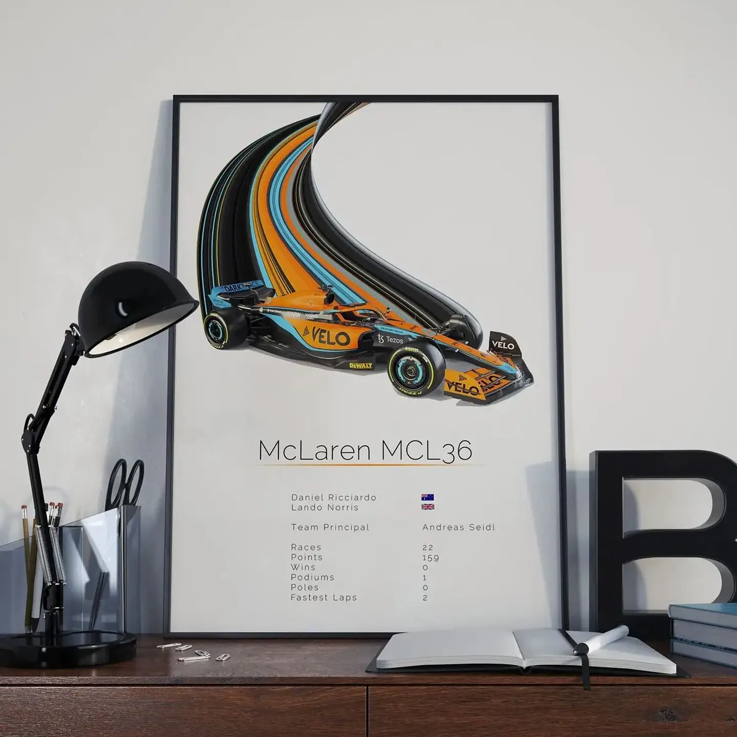 Cuadro Auto McLaren MCL36 Colección F1 Fórmula 1 + Marco 2