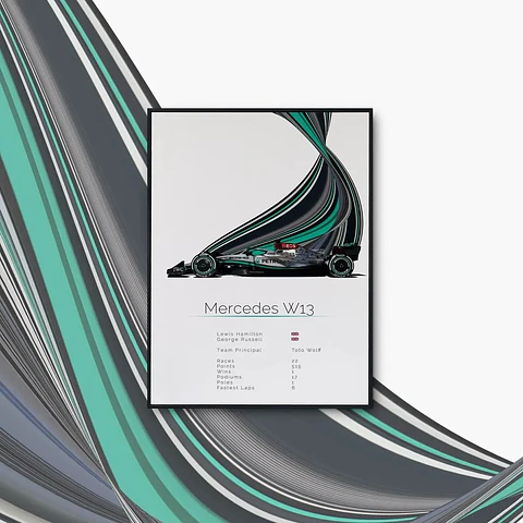 Cuadro Auto Mercedes W13 Colección F1 Fórmula 1 + Marco