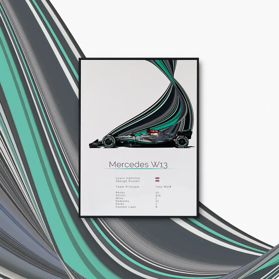 Cuadro Auto Mercedes W13 Colección F1 Fórmula 1 + Marco 1