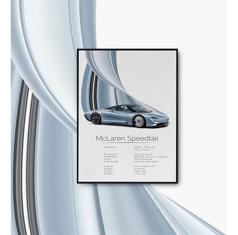 Cuadro Auto McLaren Speedtail Hypercar + Marco Negro