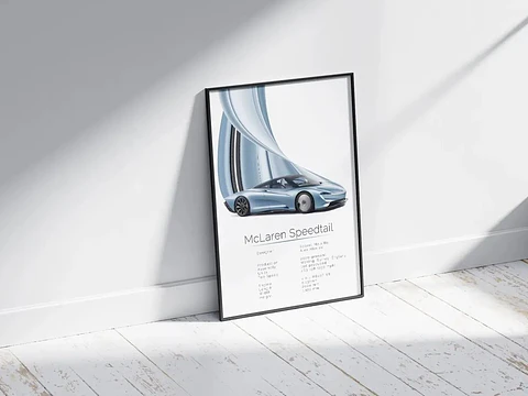Cuadro Auto McLaren Speedtail Hypercar + Marco Negro
