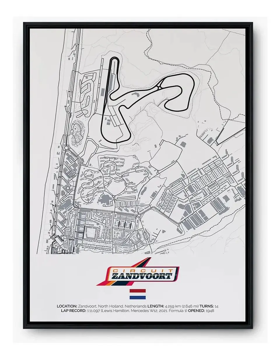 Cuadro Circuito Zandvoort F1 Países Bajos Formula 1 + Marco Negro 1
