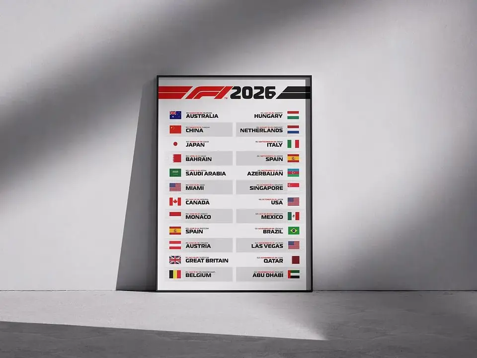Cuadro Calendario De Fórmula 1 2026 Colección Especial Blanco Negro 1