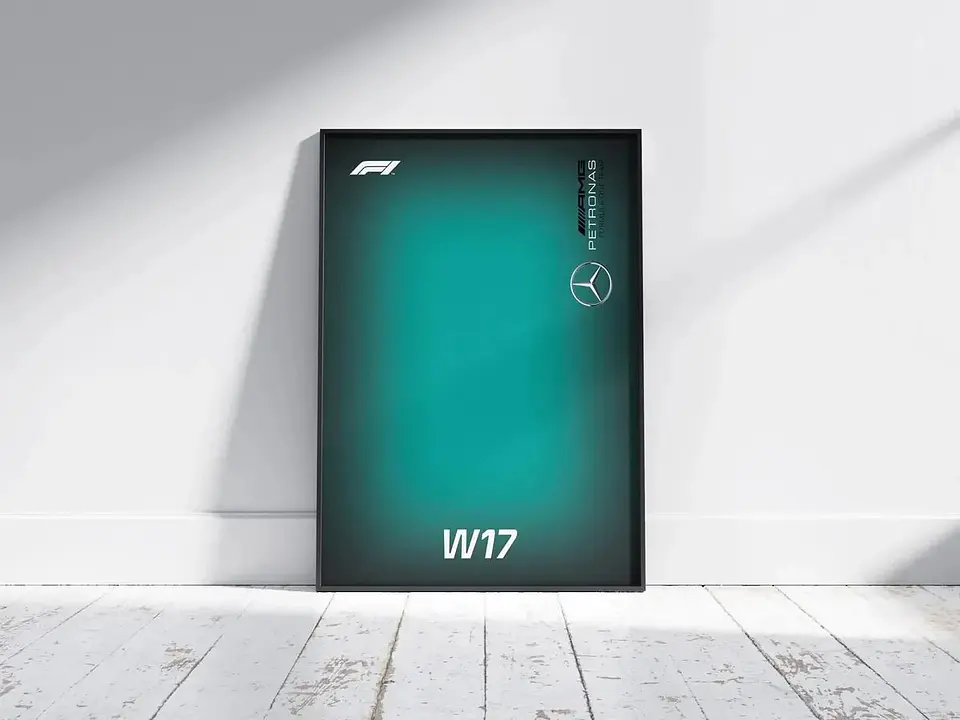 Cuadro Mercedes F1 W17 De Fórmula 1 + Marco Negro 1