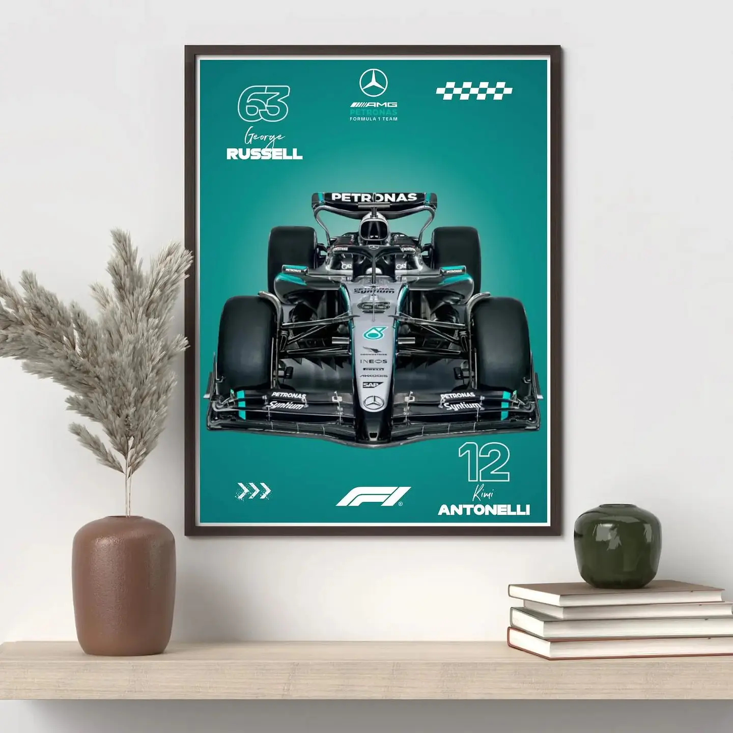 Cuadro Autos Fórmula 1 2026 Mercedes  + Marco Negro 1