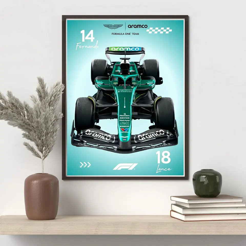 Cuadro Autos Fórmula 1 2026 Aston Martin + Marco Negro 1