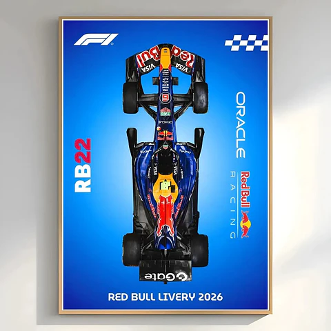 Cuadro Autos Fórmula 1 2026 Vista Red Bull Racing + Marco Negro