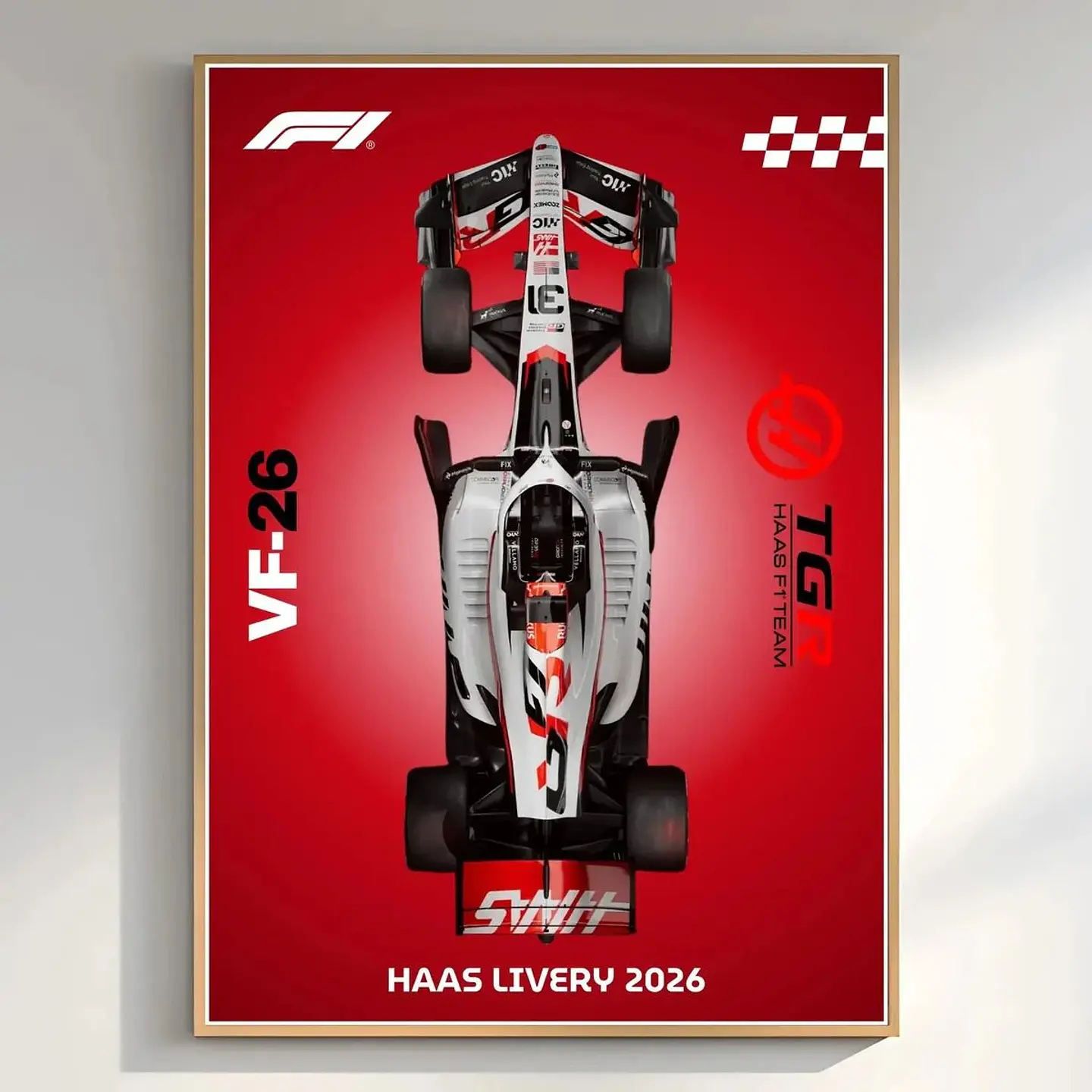 Cuadro Autos Fórmula 1 2026 Vista Haas + Marco Negro 1