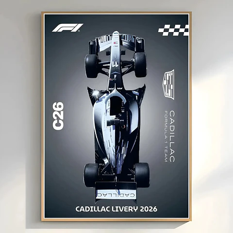 Cuadro Autos Fórmula 1 2026 Cadillac + Marco Negro