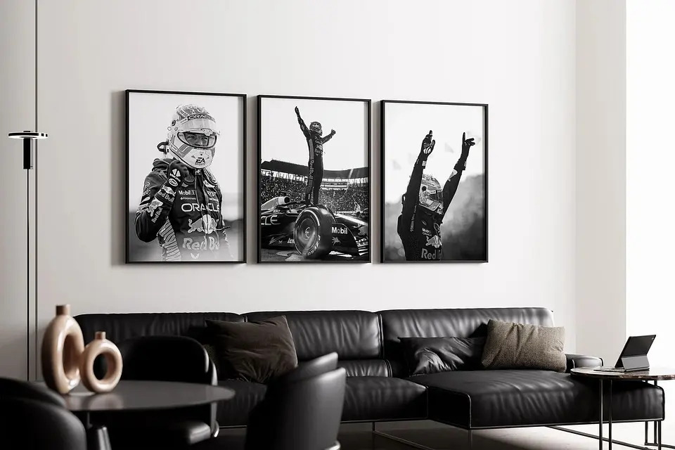 Set Cuadros Red Bull Racing F1 Max Verstappen Fórmula 1+ Marco Negro 1