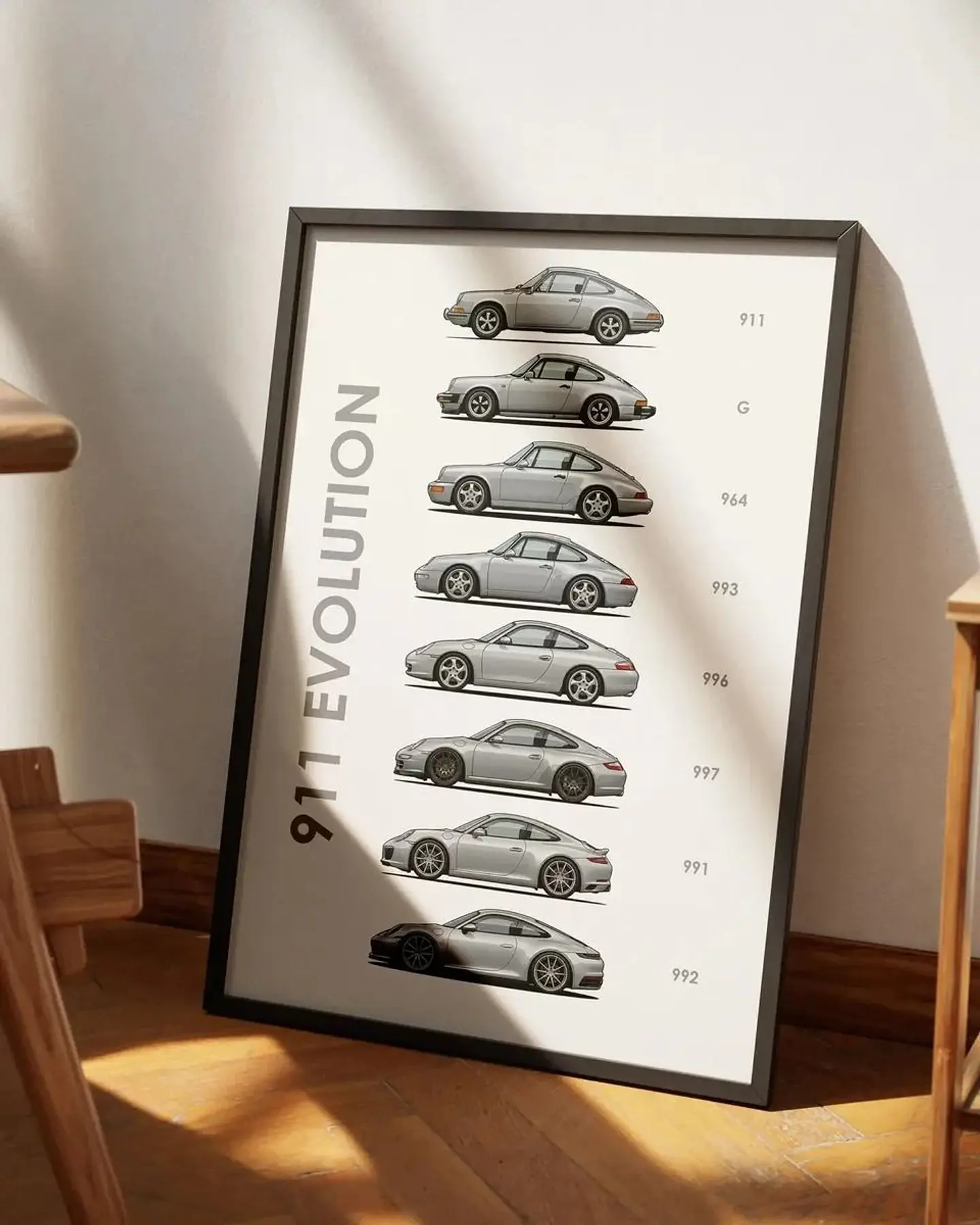Cuadro Evolución Del 911 + Marco Negro Negro 3