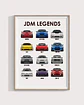 Cuadro Coches Deportivos Japoneses Icónicos Auto Jdm + Marco Negro - Miniatura 1