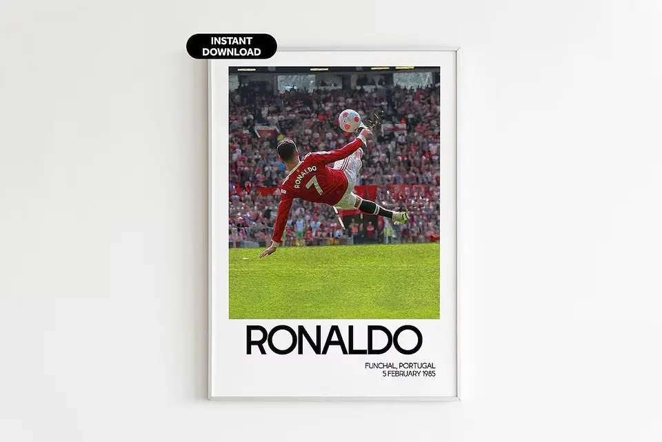 Cuadro Chilena Fútbol Rooney Garnacho Cristiano Ronaldo 2