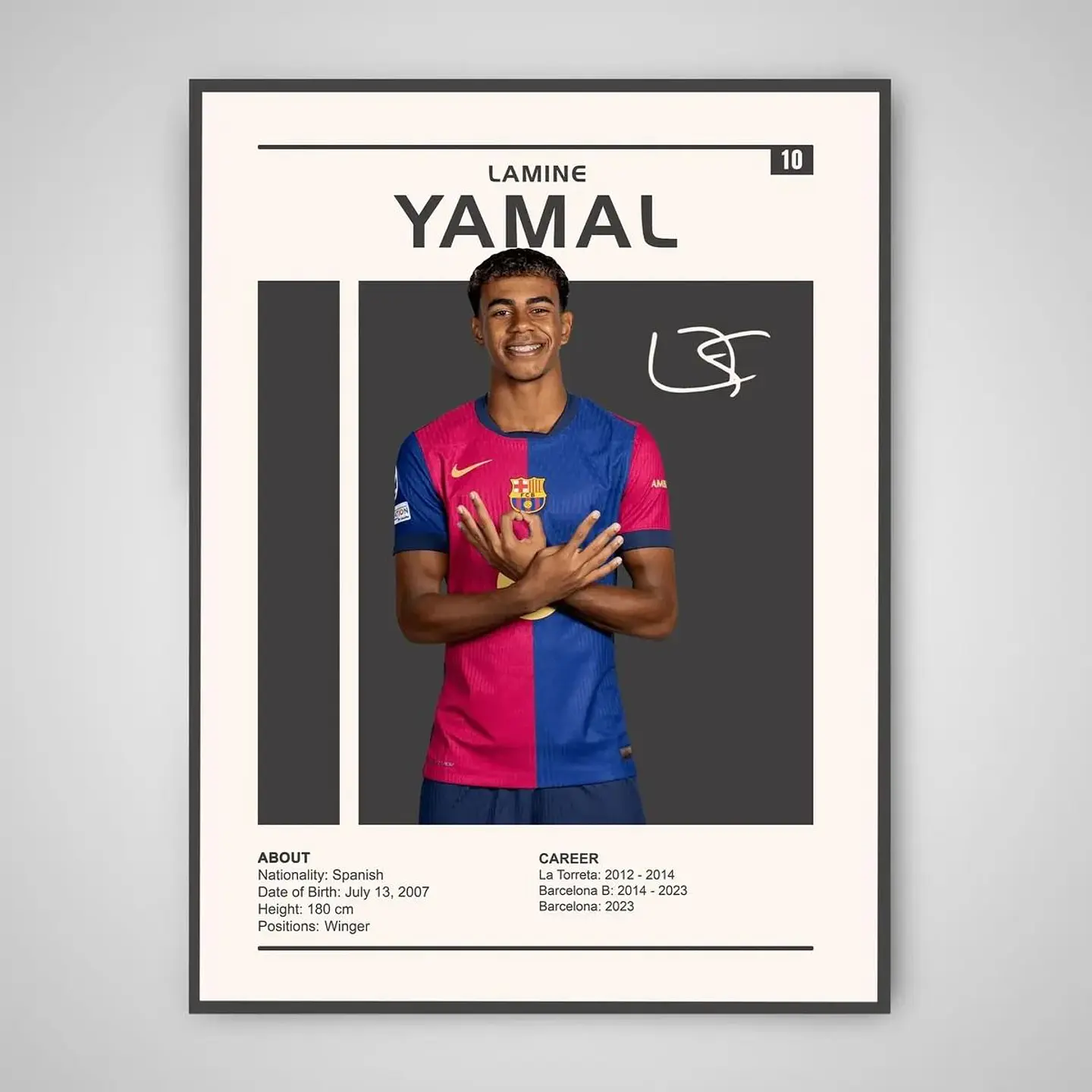 Cuadro Lamine Yamal FC Barcelona + Marco Negro 1