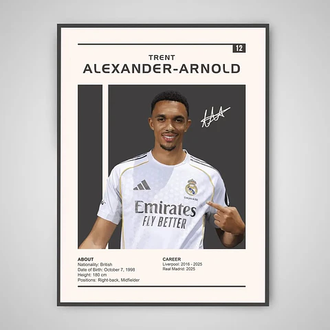 Cuadro Trent Alexander-Arnold Estrella del Fútbol + Marco