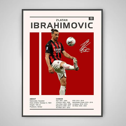 Cuadro Zlatan Ibrahimović Leyenda del Fútbol + Marco