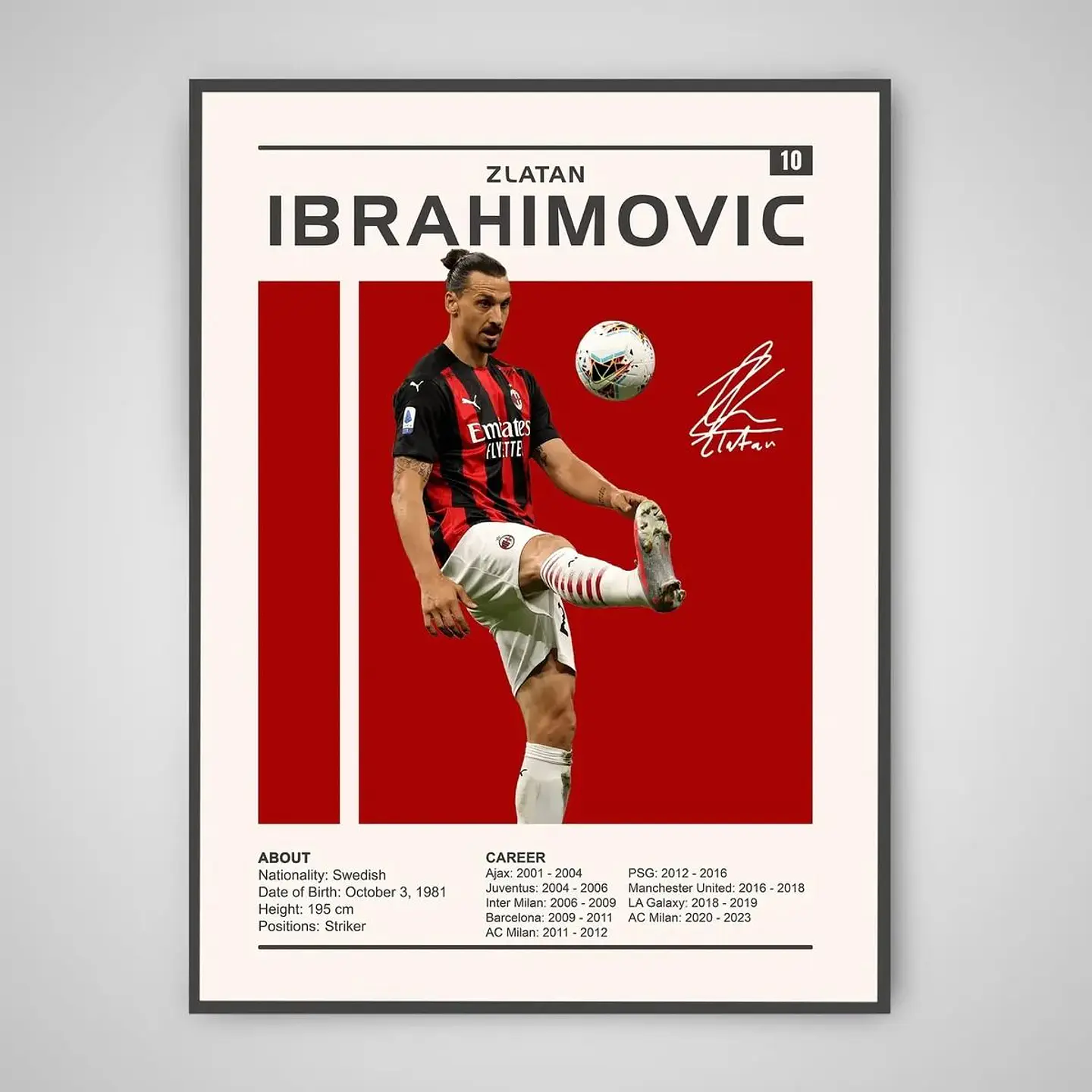 Cuadro Zlatan Ibrahimović Leyenda del Fútbol + Marco 1