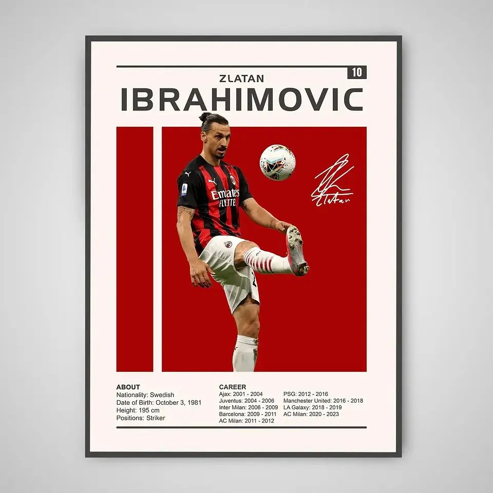 Cuadro Zlatan Ibrahimović Leyenda del Fútbol + Marco 1