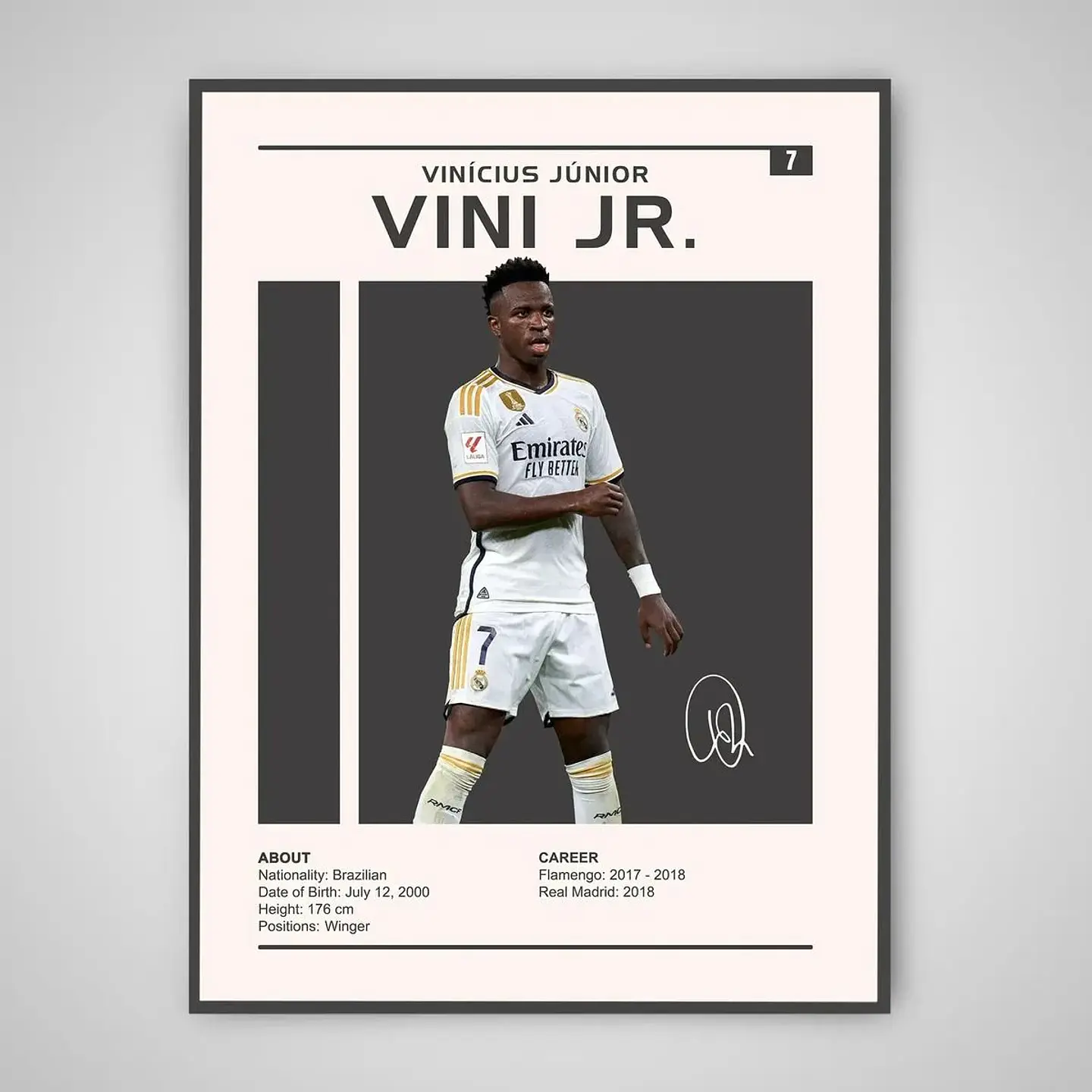 Cuadro Vinicius Jr Vini 7 Real Madrid + Marco 1