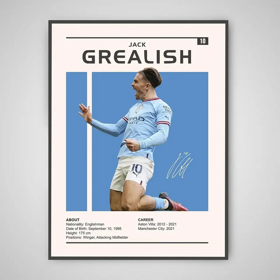 Cuadro Jack Grealish Estrella del Fútbol + Marco 1