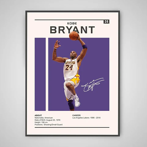 Cuadro Kobe “Black Mamba” Bryant Leyenda NBA + Marco