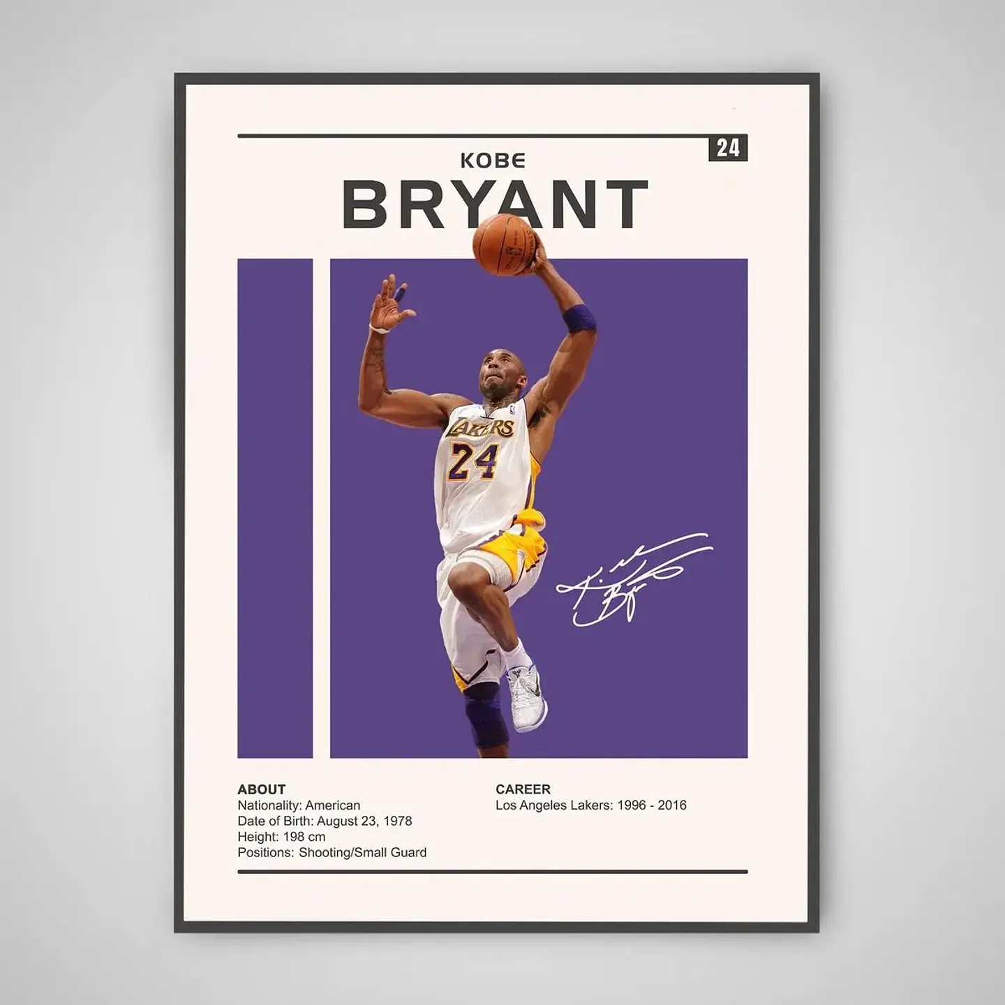 Cuadro Kobe “Black Mamba” Bryant Leyenda NBA + Marco 1