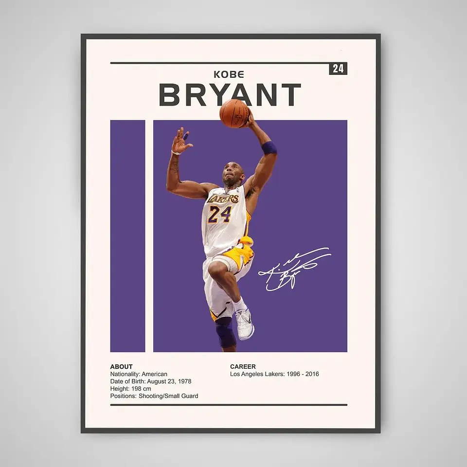 Cuadro Kobe “Black Mamba” Bryant Leyenda NBA + Marco 1