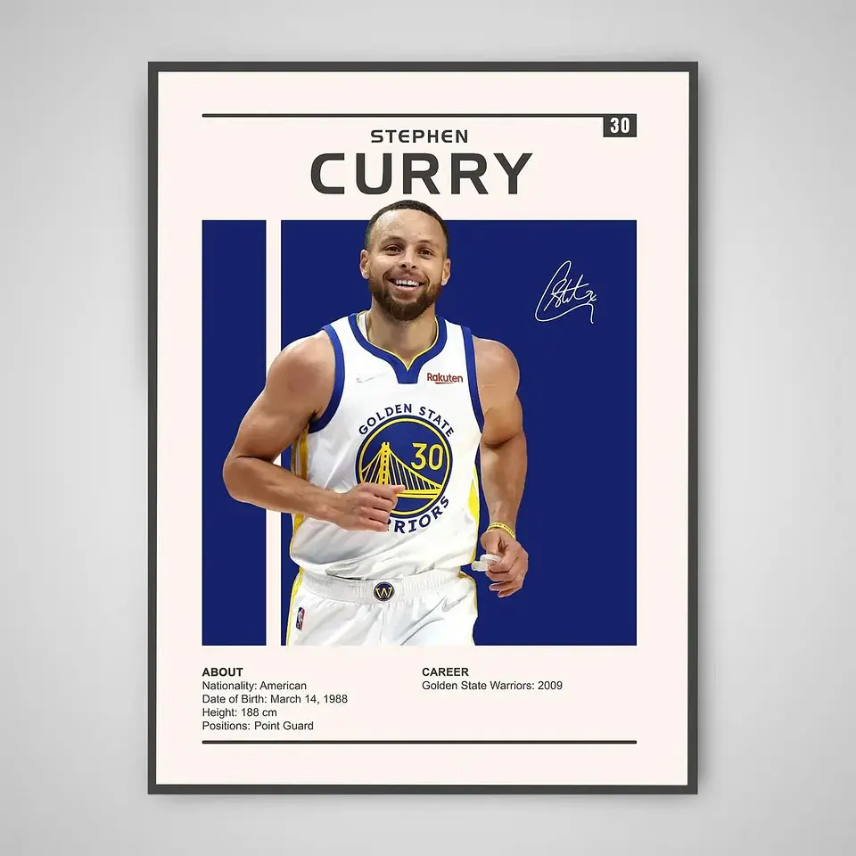 Cuadro Stephen “Chef” Curry Golden State Warriors NBA + Marco 1