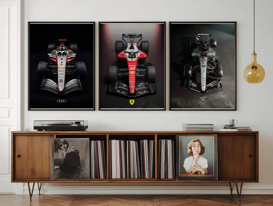 Cuadro Fórmula 1 2026 Audi Ferrari Mercedes + Marco 1