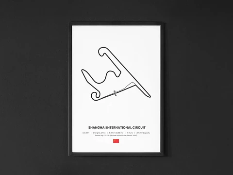 Cuadro Gran Premio De China F1 III Circuito De Shanghái + Marco