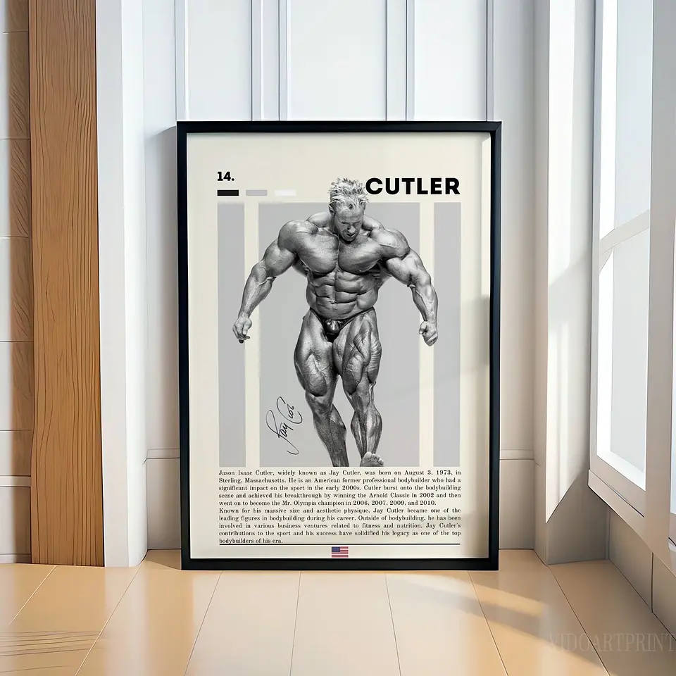 Cuadro Culturismo Jay Cutler Mr Olympia Leyenda Fitness Decoración Gimnasio Marco 1