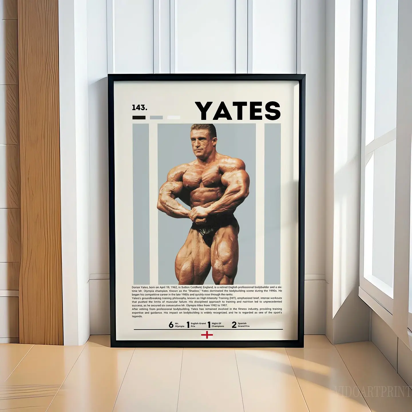 Cuadro Culturismo Dorian Yates Mr Olympia Leyenda Bodybuilding Decoración Gimnasio Marco 1