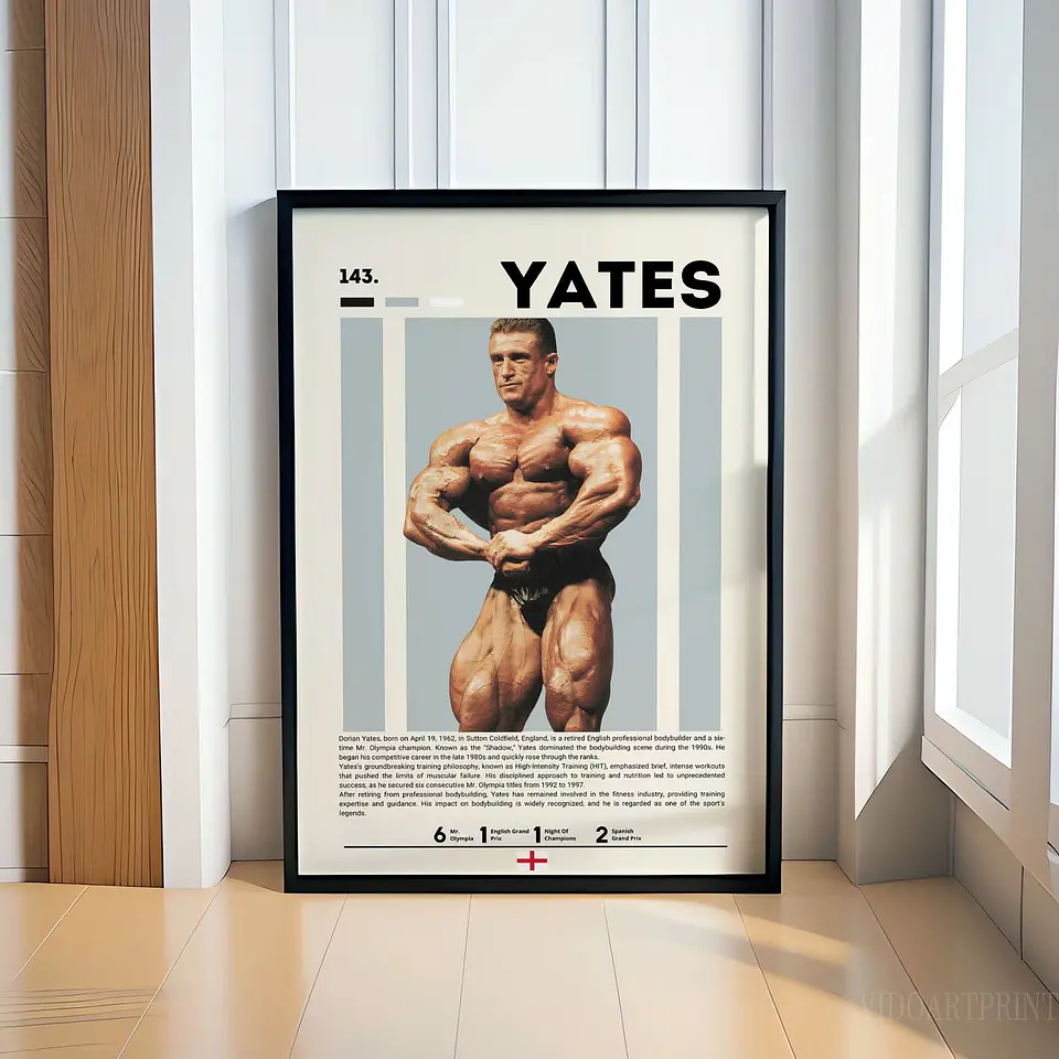 Cuadro Culturismo Dorian Yates Mr Olympia Leyenda Bodybuilding Decoración Gimnasio Marco 1