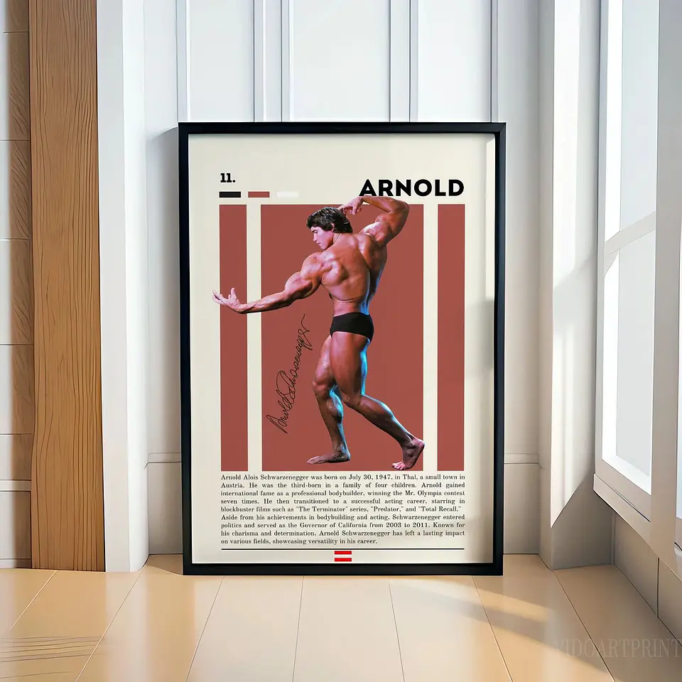 Cuadro Culturismo Arnold Schwarzenegger Mr Olympia Leyenda Bodybuilding Decoración Gimnasio Marco 1