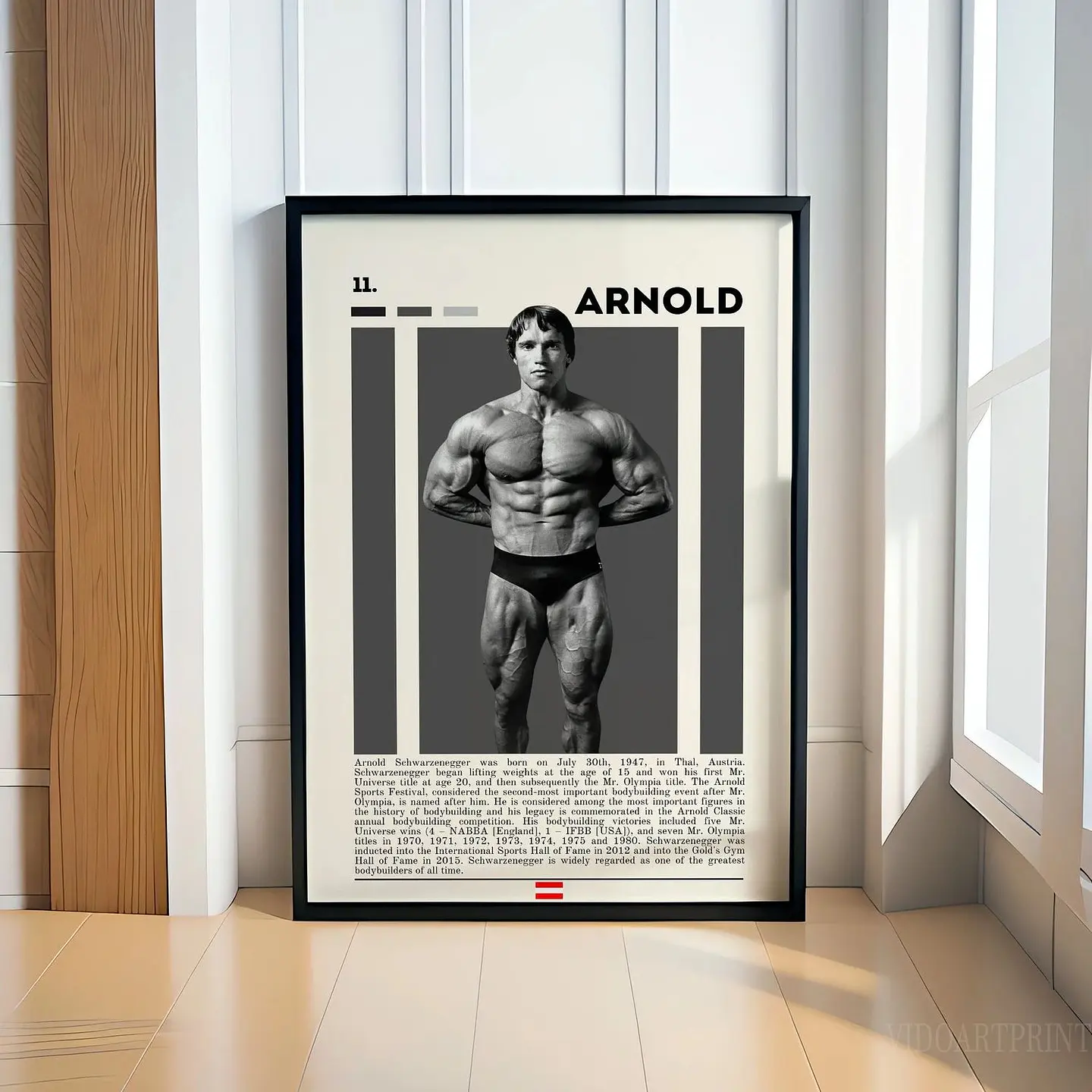 Cuadro Culturismo Arnold Schwarzenegger Mr Olympia Leyenda Bodybuilding I Decoración Gimnasio Marco 1