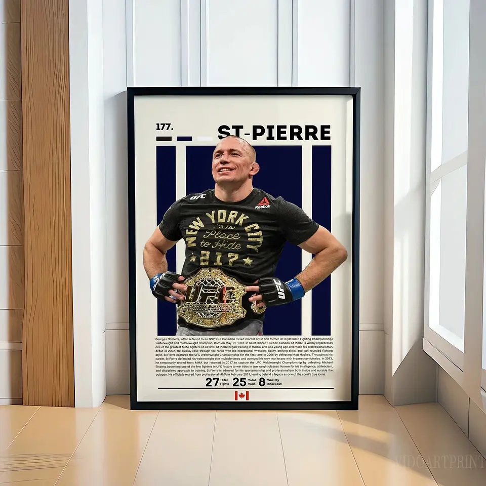 Cuadro UFC Georges St-Pierre GSP Leyenda MMA Artes Marciales Decoración Deportiva Marco 1
