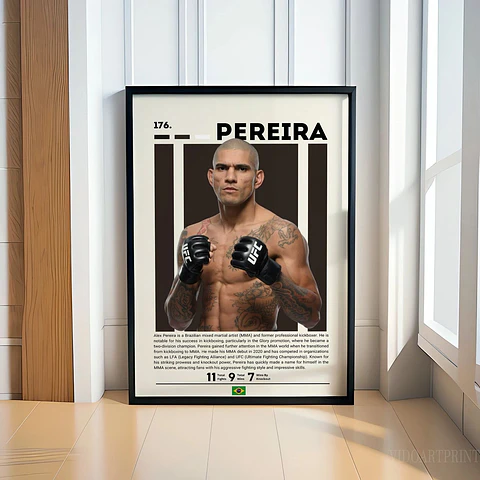 Cuadro UFC Alex Pereira Poatan Campeón MMA Artes Marciales Decoración Deportiva Marco