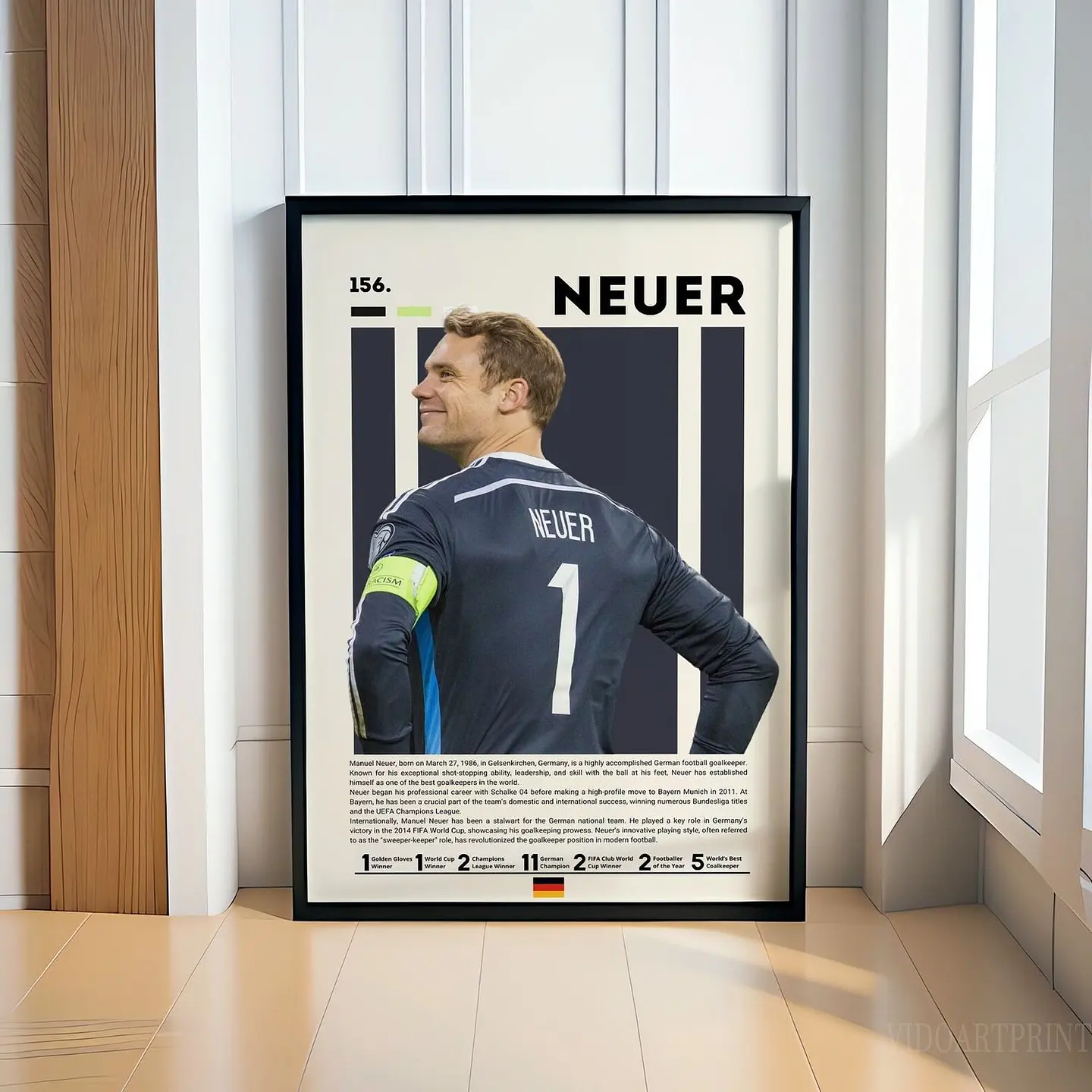 Cuadro Fútbol Manuel Neuer Muro Alemán Bayern Munich Portero Leyenda Decoración Deportiva Marco 2