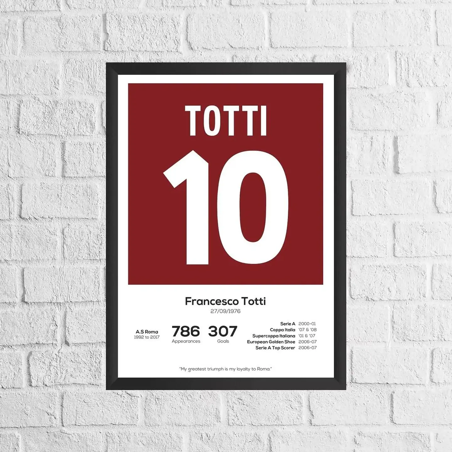 Cuadro Fútbol Francesco Totti Il Capitano AS Roma Leyenda del Fútbol IV 1