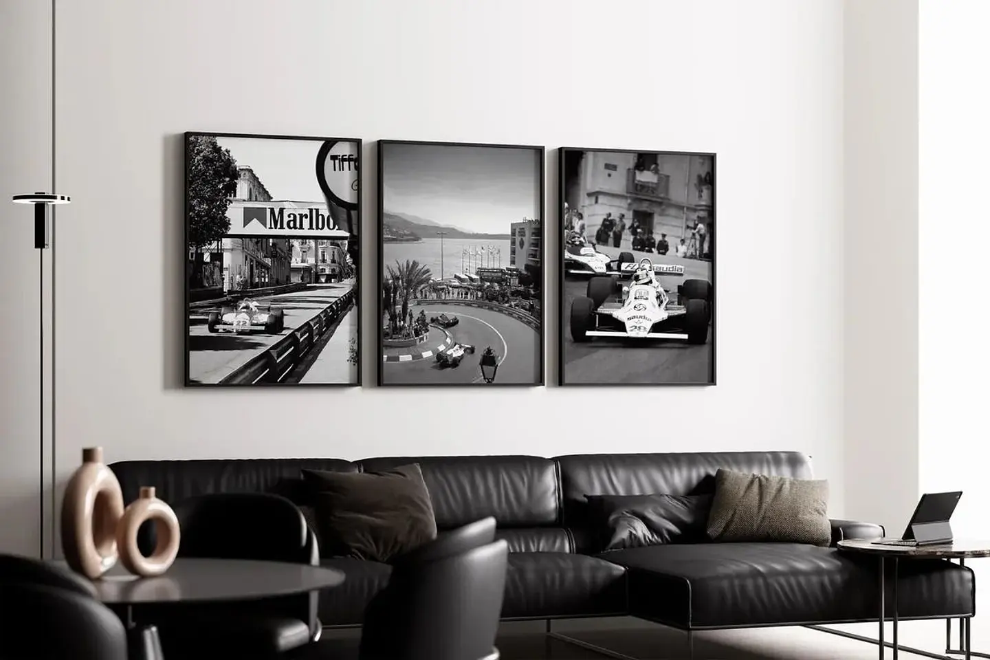 Cuadro Fórmula 1 GP Vintage Set 3 Cuadros Clásicos F1 Decoración Automovilismo Marco 1