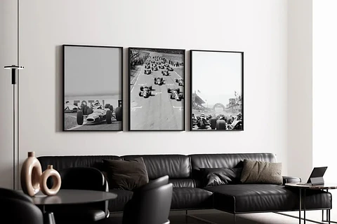 Cuadro Fórmula 1 Inicios Set 3 Cuadros Historia F1 Clásica Decoración Automovilismo Marco