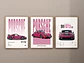 Cuadro Porsche 911 Rosa Set 3 Cuadros Autos Deportivos Decoración Automovilismo + Marco Negro - Miniatura 1