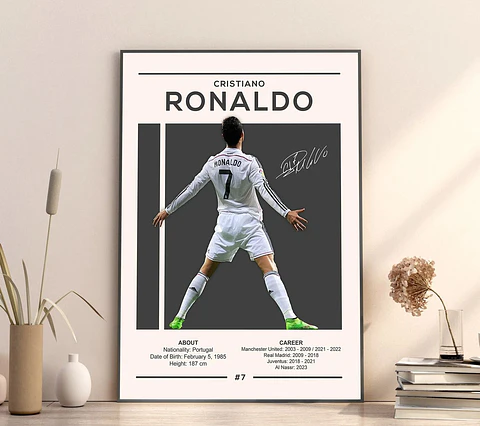 Cuadro Fútbol Cristiano Ronaldo CR7 Real Madrid Leyenda + Marco