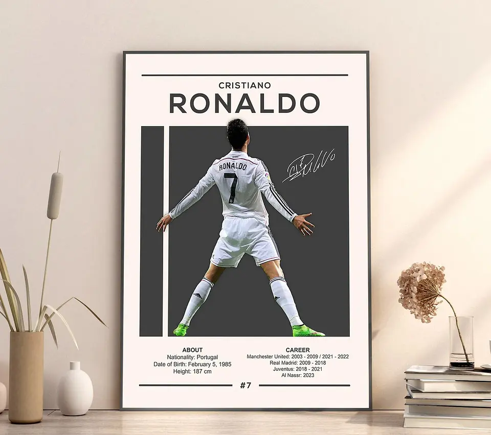 Cuadro Fútbol Cristiano Ronaldo CR7 Real Madrid Leyenda + Marco 1
