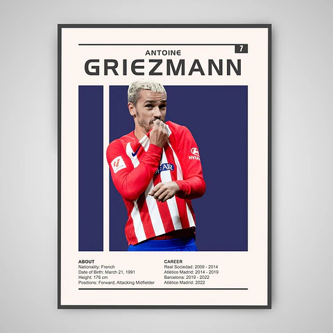 Cuadro Fútbol Antoine Griezmann Francia Atlético Madrid Leyenda